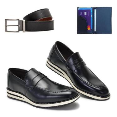 Imagem de Sapato Social Casual Masculino Mocassim Super Leve e Macio + Carteira 