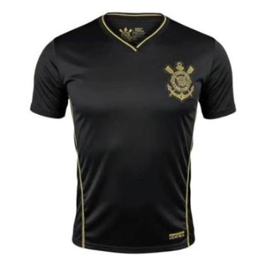 Imagem de CAMISETA CORINTHIANS GOLA V DOURADA SÍMBOLO DOURADO LICENCIADO-Masculino