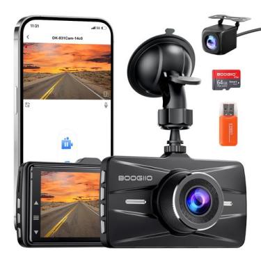 Imagem de Dash Cam BOOGIIO 4K Delantera y Trasera con Tarjeta SD de 64GB, WiFi 5