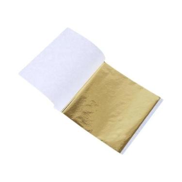 Imagem de Folhas De Ouro 24K (100 Peças) Para Decoração De Alimentos, Antienvelh