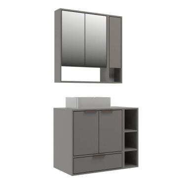 Imagem de Gabinete para Banheiro Modular 802 80cm Prime Yescasa Cimento