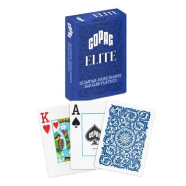Imagem de Baralho Plástico Elite Azul Copag 55 Cartas Naipe Grande AZ