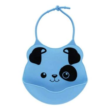 Imagem de Babador De Silicone Com Pega Migalhas Azul Cachorrinho 09731 - Geral