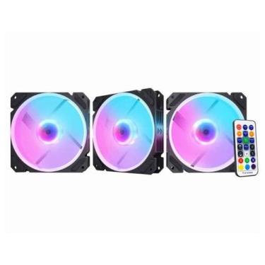 Imagem de Kit Cooler K-mex Argb Aaca Super Storm II 3 fans + Controle Remoto/gra
