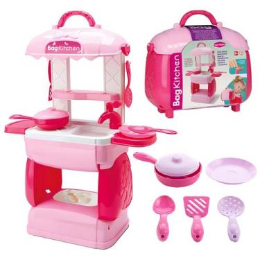 Imagem de Brinquedo Mini Cozinha Maletinha Bag Kitchen 2 Em 1 Infantil Completa 