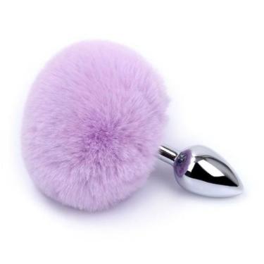 Imagem de Plug Anal Prateado com Pompom Sex Toy - MEAME, MPA1402 ROXO