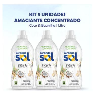 Imagem de Kit 3 Amaciantes Concentrado Girando Sol Coco E Baunilha 1l