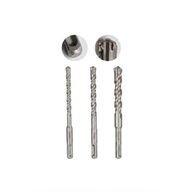 Imagem de Kit 3 Brocas Martelete Sds Plus alvenaria concreto parede laje 6 8 10m