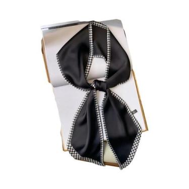 Imagem de Lenço De Seda Luxuoso Feminino Com Estampa De Cavalo, Fita Fina Longa 