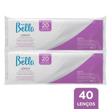 Imagem de Lenço de Depilação Falso Tecido Limpeza de Pele 100% Fibra Natural Branco Depil Bella 20un