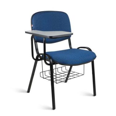 Imagem de Cadeira Universitária Executiva Tecido Azul Com Preto Quartz - Ideafle