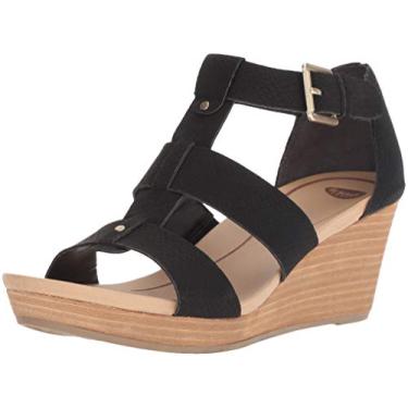 Imagem de Dr. Scholl's Sandália plataforma feminina Barton Wedge, Estampa de cobra preta, 9 Wide