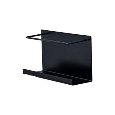 Imagem de Carrinho de cozinha com ímã para armazenamento de geladeira, rack de metal para armazenamento de cozinha, pode pendurar lenços, pode armazenar tanques de armazenamento de vegetais para cozinhas (cor: estilo C preto)