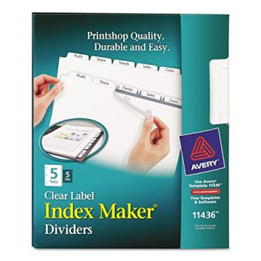 Imagem de AVE11436 - Divisor de etiqueta transparente com abas Avery Index Maker