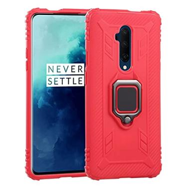 Imagem de Mobile phone accessories Para um estojo protetor de fibra de carbono de for OnePlus 7T Pro / 7 com suporte de anel rotativo de 360 ​​graus phone case