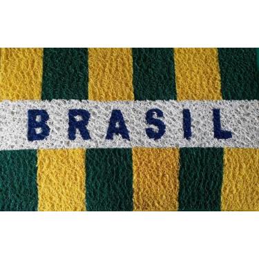 Imagem de Tapete Brasil Em Vinil Lavável 60 X 40 Capacho Verde, Amarelo, Azul E