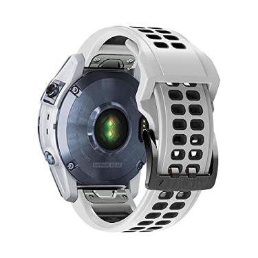 Imagem de Pulseira Esportiva Moderna compativel com Fenix 7X - Fenix 6X - Fenix 5X - Fenix 3 - Quatix 3 - Marca LTIMPORTS (EasyFit26) (Branco+Preto)
