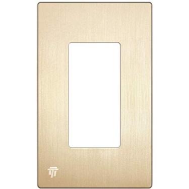 Imagem de Enerlites – Capa de tomada segura para crianças com placa decorativa sem parafusos, tamanho 1-Gang 12 cm A x 7 cm LL, branco/preto/marfim/amêndoa clara/níquel/bronze escuro/prata/ouro/ouro rosa, Brushed Gold