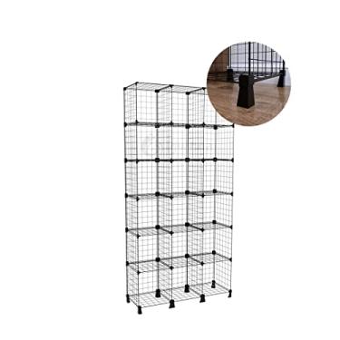 Imagem de Estante Aramada Multiuso Arara de Roupas Livreiro Alto 185cm com 18 Nichos Prateleira Organizadora