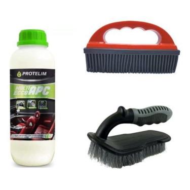 Imagem de Kit Multilimpador de Alta Performance APC Multi Ecco Detalhamento Automotivo 1 Litro + 2 Escovas p/ Carpete