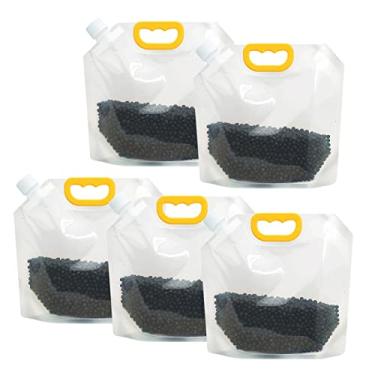 Imagem de HONP Saco selado à prova de umidade de grãos reutilizável, 5 peças, transparente, com bico, selável, 5 L