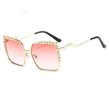 Imagem de Óculos de sol quadrado de grandes dimensões, óculos de sol de luxo, pérola, feminino, designer de moda, grande quadrado, rosa, outros