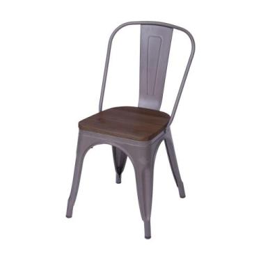 Imagem de Cadeira Tolix Iron Titan Aço Bronze Assento Madeira - Or Design