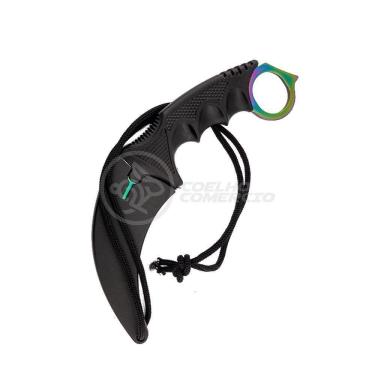 Imagem de Knife Rainbow Karambit Com Fio Manobras Arco Iris Inox