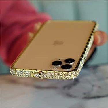 Imagem de Para iPhone X XR XS Case para iPhone 13 11 Pro Max 12 8 7Plus Case Glitter Strass Inlay Metal Frame, Gold, para iphone 12