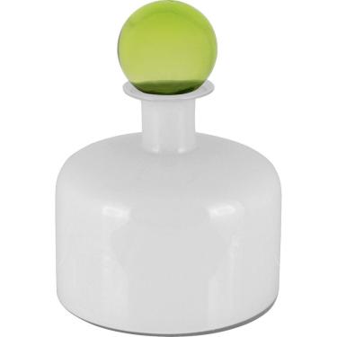 Imagem de BOULE GARRAFA DECORATIVA 28x21x21cm VIDRO BRANCO COM TAMPA