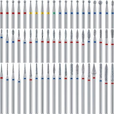 Imagem de Conjunto de 60 brocas de unhas de diamante, brocas de cerâmica de 1,9 cm para manicure, pedicure, unhas de gel acrílicas, uso em salão doméstico
