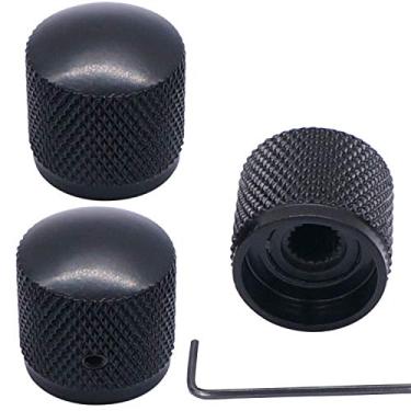 Imagem de Taiss/3 pçs puxadores de cúpula de metal preto elétricos de controle de volume de guitarra, botão de volume de metal, adequado para eixo de 6 mm, com botão interno hexagonal para chave inglesa 10BK