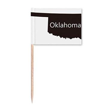 Imagem de Oklahoma America Mapa EUA contorno palito bandeiras marcadoras decoração de festa