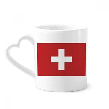 Imagem de Caneca com bandeira nacional da Suíça Europa país caneca café cerâmica copo de coração de vidro