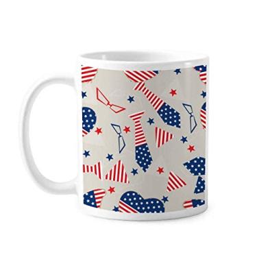 Imagem de Bandeira dos EUA gravata estrela festival caneca cerâmica cerâmica café porcelana xícara louça