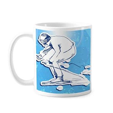 Imagem de Caneca de cerâmica para esportes de inverno, snowboard, esqui, ilustração de cerâmica, xícara de café, porcelana