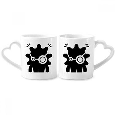 Imagem de Conjunto de canecas de porcelana para casais de alienígena e monstro alienígena do universo com alça de coração