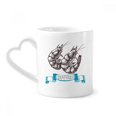 Imagem de Caneca de organismo marinho de frutos do mar camarão caneca de café cerâmica copo de coração de vidro