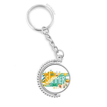 Imagem de Ilustração de temporada de verão chaveiro giratório acessórios de disco clipe de corrente, Multicor