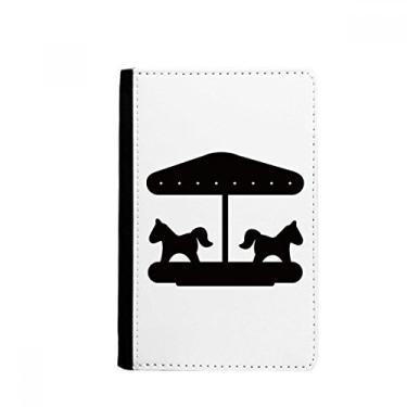 Imagem de Porta-passaporte com contorno de parque de diversões preto carrossel capa carteira porta-cartão, Multicolorido.