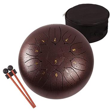 Imagem de LOMUTY Tambor de língua de aço - 11 notas 30,5 cm - instrumento de percussão - tambor de mão com bolsa, livro de música, marretas, palitos de dedo (30,5 cm, roxo escuro)