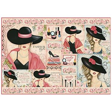 Imagem de Papel para Decoupage Litoarte 49 x 34,3 cm - Modelo PD-973 Damas e Rosas