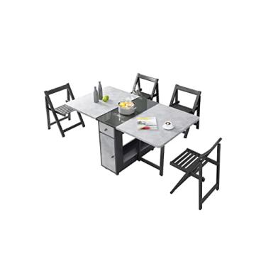 Imagem de Mesa de jantar dobrável, mesa de cozinha dobrável com gaveta de armazenamento e rodízios, mesa de centro versátil para pequenos apartamentos com economia de espaço /1430 (Color : Electromagnetic, Si