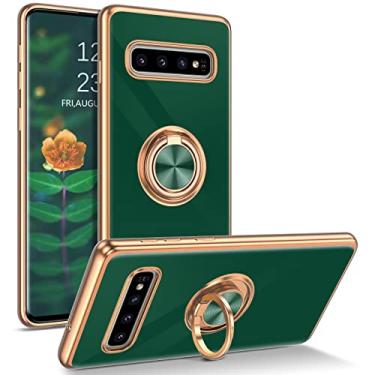 Imagem de DUEDUE Capa para Samsung Galaxy S10 Plus com suporte de anel com rotação de 360 graus magnético dedo do carro capa fina TPU macia capa protetora de corpo inteiro para Samsung S10 Plus 6,4 polegadas