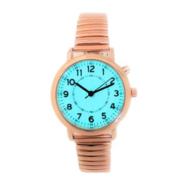 Imagem de Relógio masculino feminino de 32 mm com luz noturna e elástico, Rose Gold