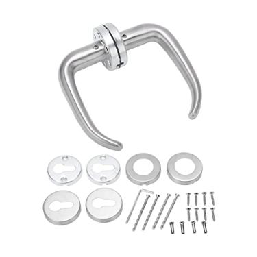 Imagem de Maçaneta porta em forma de chifre de boi polido em níquel acetinado, alavanca de porta em níquel acetinado para quarto de hóspedes