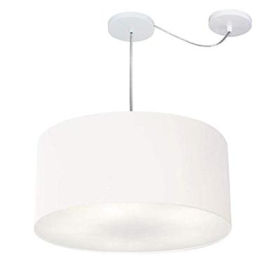 Imagem de Lustre Pendente com Desvio de Centro Cúpula Tecido 55x25 cm, Vivare Iluminação, Pendente4252 BR, Branco, Médio