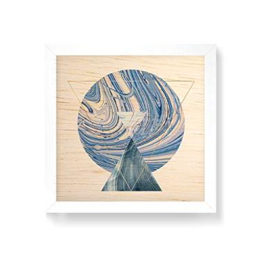 Imagem de Arte Maníacos Quadro decorativo com moldura caixa branca em Madeira - Geométrico Círculo Mesclado Azul - 30x30cm