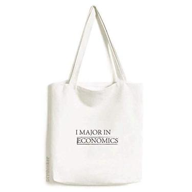 Imagem de Bolsa de lona com citação I Major In Economics, bolsa de compras casual