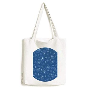 Imagem de Bolsa sacola tradicional de lona com estampa de céu azul com bolinhas à noite bolsa de compras casual